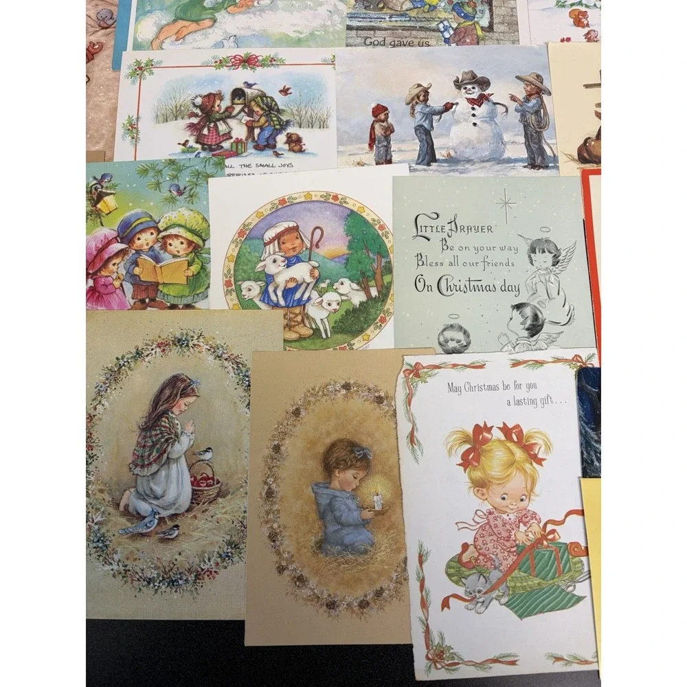 Vintage Christmas Cards Fronts ONLY Traditional Scrapbooking Decoupage Lot 50+